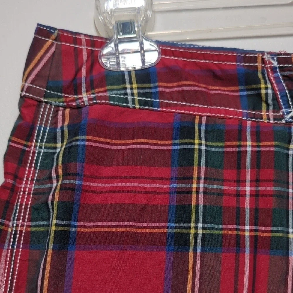 J. Crew Red Tartan Plaid Men's Swim Trunks‎ Board Shorts Size 33 Preppy Classic